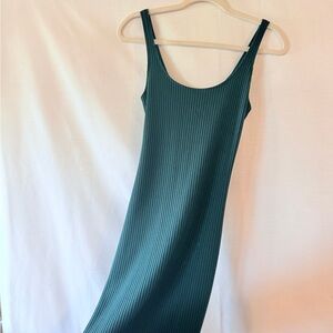 Urban Outfitters Dark Forest Green Ribbed Knit Bodycon Midi Dress Size Small